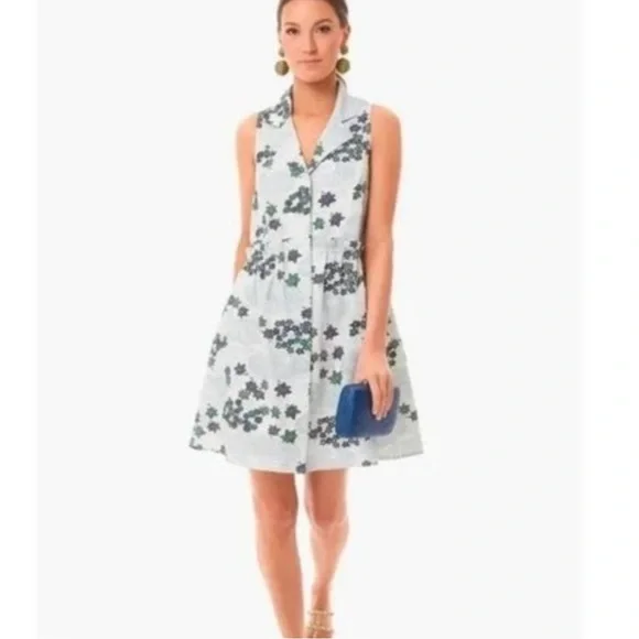 Tuckernuck Royal Shirtdress Coastal Preppy Province Breeze Floral Print Blue S - Picture 7 of 15
